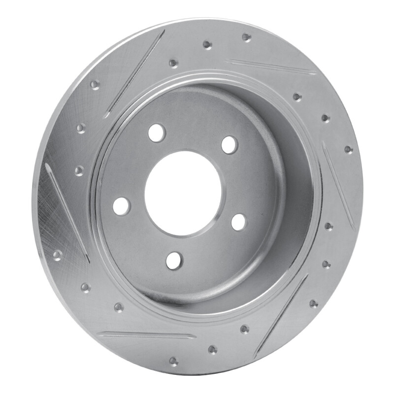 Ford Crown Victoria Brake Rotor (1) - Rear Right - R1 Concepts - Drilled & Slotted - Silver - `96-`02